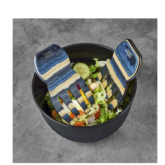 Thyme & Table Blue Wood Salad Hand Set - Picture 6 of 8